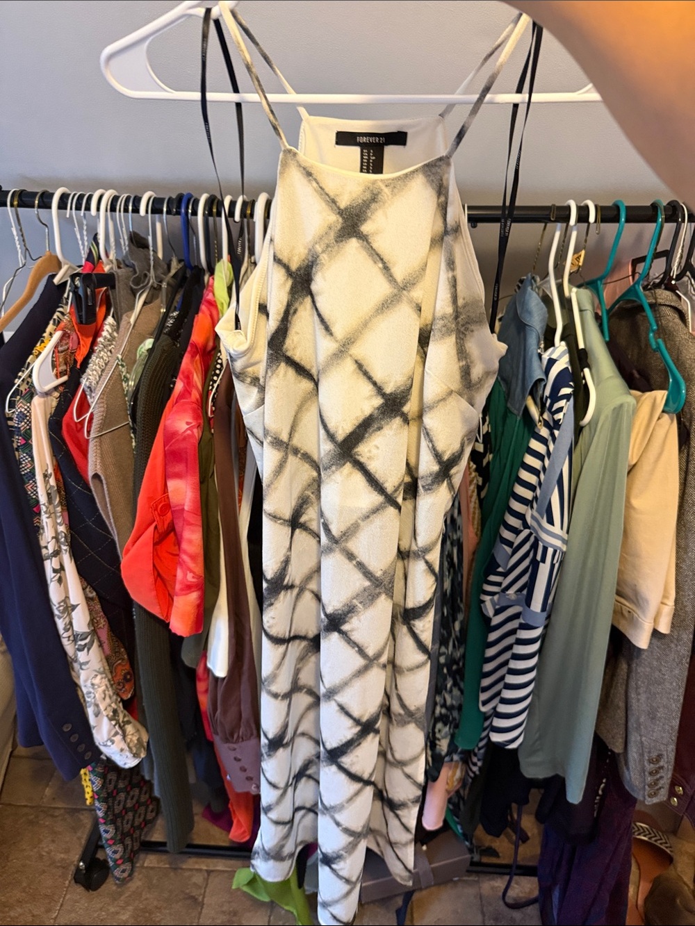 Forever 21 Black & White Tie-Dye Midi Dress/tunic
